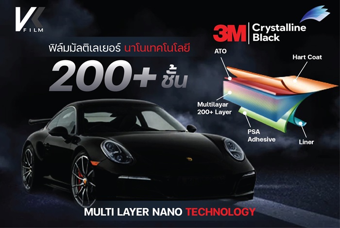 ติดฟิล์มรถยนต์_3M_Crystalline_Black ฟิล์มมัลติเลเยอร์ 200 ชั้น