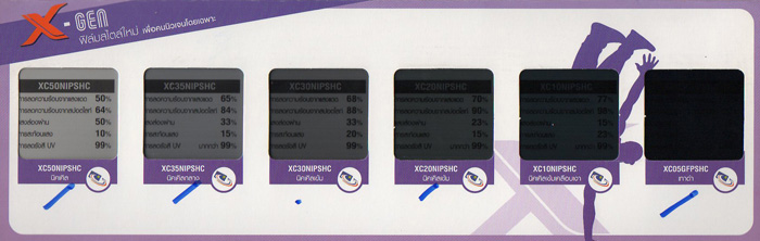 ตัวอย่างสีฟิล์ม Xtra-Cole ปรอท