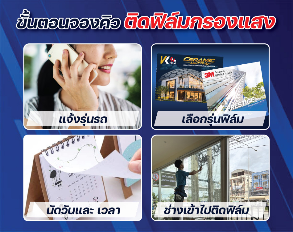ขั้นตอนการติดฟิล์มกรองแสงบ้าน อาคาร